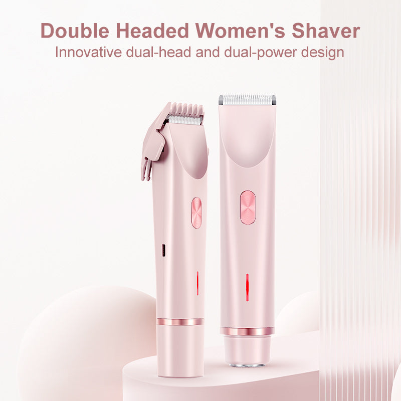 Double-Headed Electrical Shaver-Bikini Trimmer for Women, IPX4 Waterproof Wet & Dry Use Body Trimmer for Face Lip Chin Pubic Underarm Legs, Travel-Friendly, Ideal Gift for Women