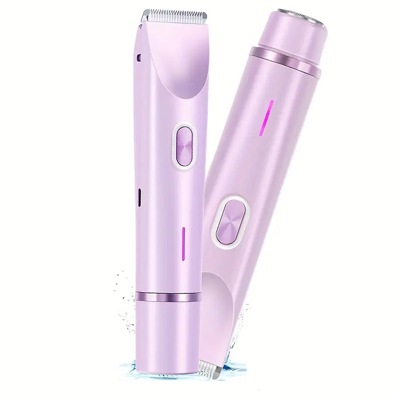 Double-Headed Electrical Shaver-Bikini Trimmer for Women, IPX4 Waterproof Wet & Dry Use Body Trimmer for Face Lip Chin Pubic Underarm Legs, Travel-Friendly, Ideal Gift for Women