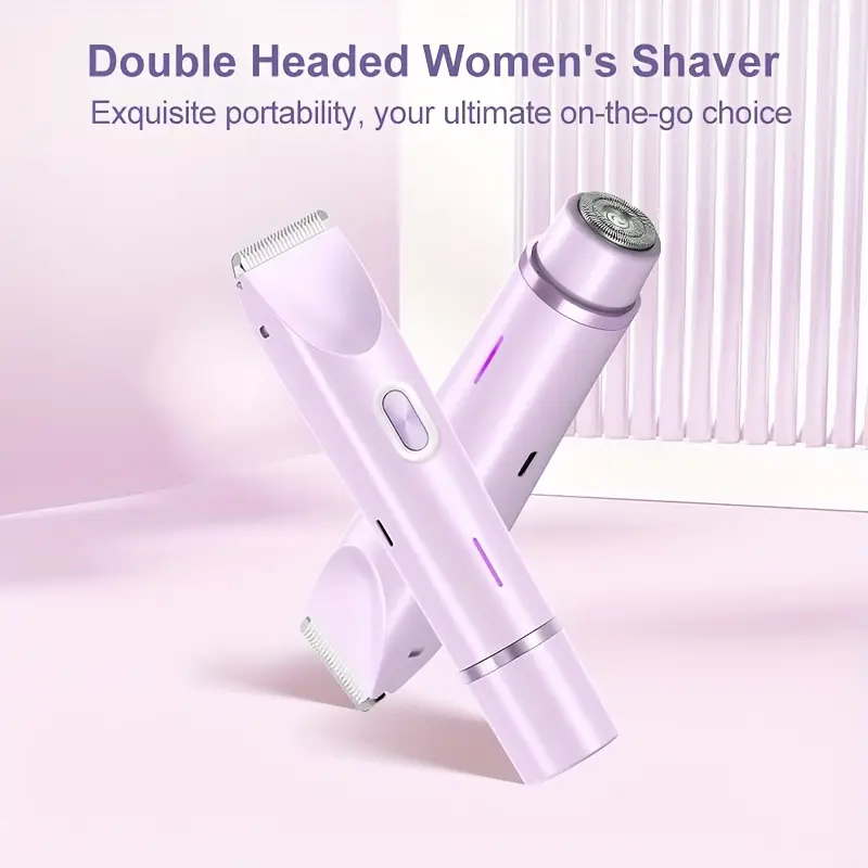 Double-Headed Electrical Shaver-Bikini Trimmer for Women, IPX4 Waterproof Wet & Dry Use Body Trimmer for Face Lip Chin Pubic Underarm Legs, Travel-Friendly, Ideal Gift for Women