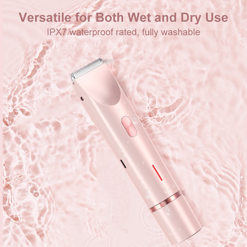 Double-Headed Electrical Shaver-Bikini Trimmer for Women, IPX4 Waterproof Wet & Dry Use Body Trimmer for Face Lip Chin Pubic Underarm Legs, Travel-Friendly, Ideal Gift for Women