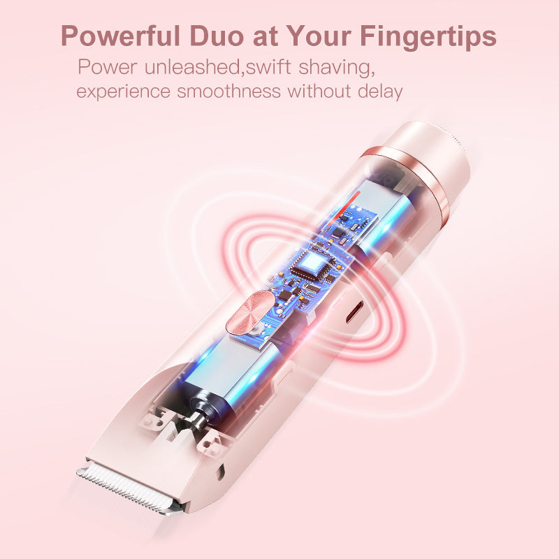 Double-Headed Electrical Shaver-Bikini Trimmer for Women, IPX4 Waterproof Wet & Dry Use Body Trimmer for Face Lip Chin Pubic Underarm Legs, Travel-Friendly, Ideal Gift for Women