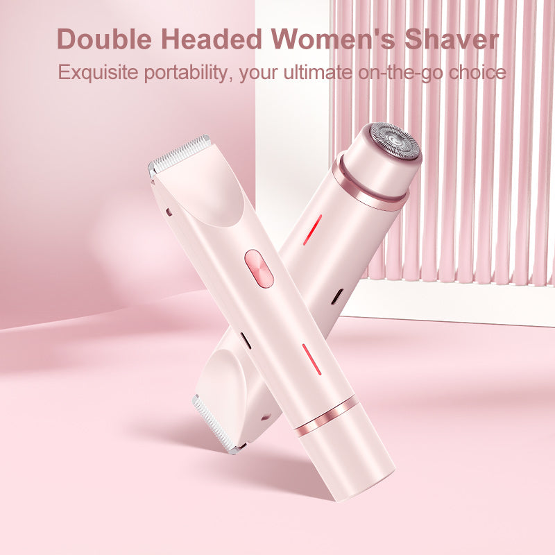 Double-Headed Electrical Shaver-Bikini Trimmer for Women, IPX4 Waterproof Wet & Dry Use Body Trimmer for Face Lip Chin Pubic Underarm Legs, Travel-Friendly, Ideal Gift for Women