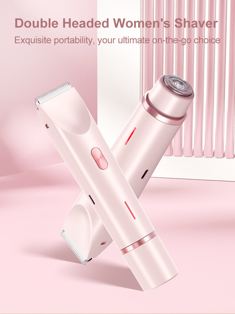 Double-Headed Electrical Shaver-Bikini Trimmer for Women, IPX4 Waterproof Wet & Dry Use Body Trimmer for Face Lip Chin Pubic Underarm Legs, Travel-Friendly, Ideal Gift for Women