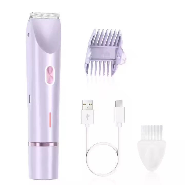 Double-Headed Electrical Shaver-Bikini Trimmer for Women, IPX4 Waterproof Wet & Dry Use Body Trimmer for Face Lip Chin Pubic Underarm Legs, Travel-Friendly, Ideal Gift for Women