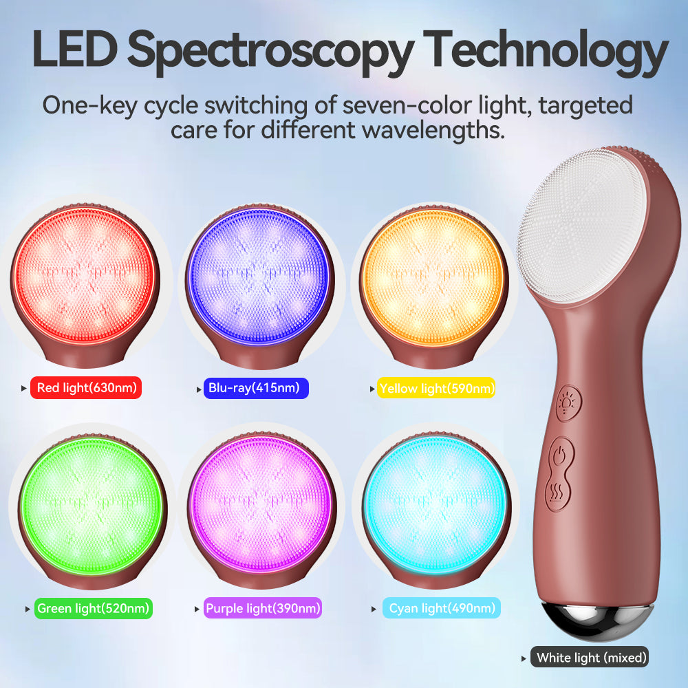 Colorful LED Silicone Face Cleaning Brush 3 in 1 wash Brush