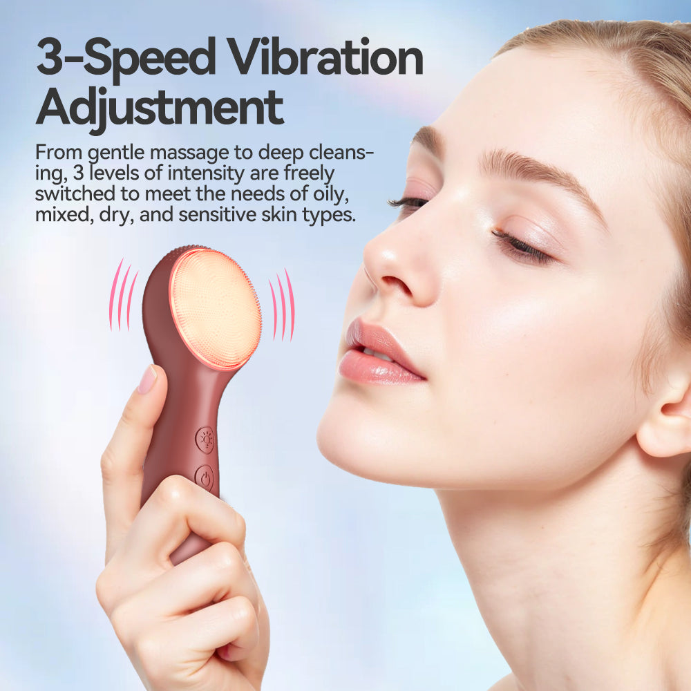 Colorful LED Silicone Face Cleaning Brush 3 in 1 wash Brush